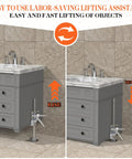 YIEMIZDK two-piece labor-saving lifting arm jack in silver metal for cabinet and tile installation; floor-mounted lift tool