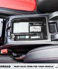 BMW X3 G01 2018-2024 and X4 G02 2019-2025 center console organizer tray displaying wallet and pen, black plastic