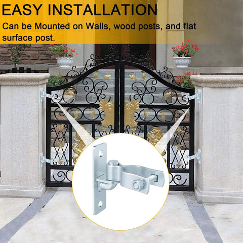 Heavy Duty Wall Mount Gate Hinges 1 3 8 Inch Galvanized Steel With Four Screws For Chain Link Fences And Barn Doors on iron gate