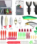 84Piece Fishing Lure Set With Tackle Box All In One For Saltwater And Freshwater Angling Includes Minnow Popper Spoons Plastic Worms Jigs