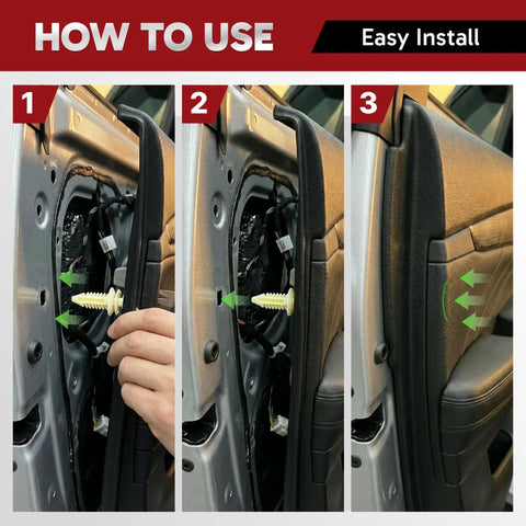 Heavy Duty Door Panel Retainer Clip Grommets For GM Truck installation steps showing fitment and secure locking in door trim.