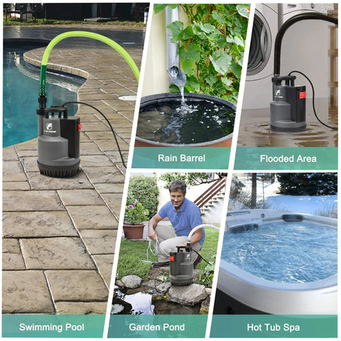 Submersible Sump Pump 3/4HP 3300GPH Utility Water Pump With Auto Manual Control And Integrated Float Switch in various setups