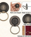 Antique Bronze Drawer Pull Rings Set Of 6 With Screws Vintage Cabinet Hardware 1.18 Inch Solid Zinc Alloy Knobs