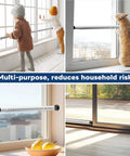 Heavy Duty Sliding Door Security Bar 17 To 50 Inch Adjustable With Rubber Tips For Windows, Home, Apartment And Travel Use, Built From Solid Steel Tube For Maximum Security, White Finish.