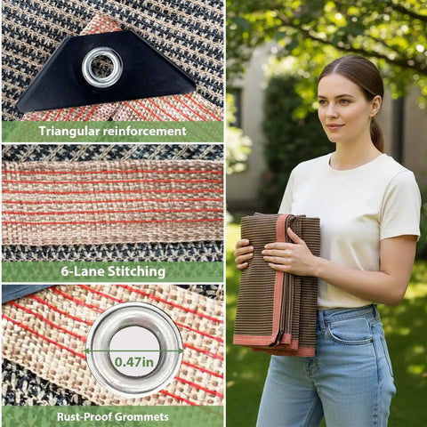 90 Percent UV Blocking Sun Shade Cloth With Grommets For 5x10 Foot Pergola Shade Cover Mesh Tarp, mocha color, close-up view