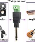 Pro Audio Gear 6.35mm TS Mono Male To 2 Pin Female Screw Terminal Block Connector Pluggable Wire Solderless Adapter image