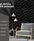 Totally Rad 3D Acoustic Panels For Walls Soundproofing Foam Tiles 12X12 Inches Black Textured design in modern living room setting.