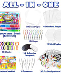 Image showcasing contents of 32000 Fuse Beads Kit With 32 Colors And 6 Pegboards For Kids Ages 5 And Up Complete Arts And Crafts Set