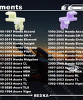 Honda Door Lock Rod Clips Kit 5pc LH RH Drop In Easy Install Left Yellow Right Purple 4mm Rod 6mm Hole Replaces 72174 SM4 003 72134 SM4 003 Fits Accord CR V Element Insight Odyssey Pilot TL MDX CL Acura. Fitment chart with yellow and purple clips