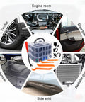 1365Pcs Car Push Retainer Clips Kit Nylon Fasteners Set, 44 popular sizes, shown with car parts like bumper and door panel.