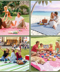 Various scenes using the Waterproof Picnic Blanket For Outdoor Adventures Extra Large 80x80 Inch Beach Mat Rug Foldable Gear