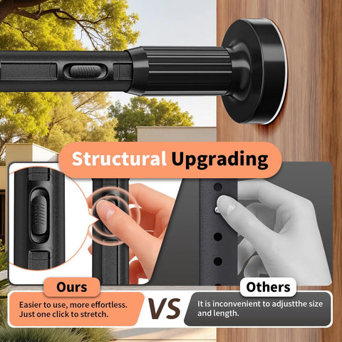 Heavy Duty Tension Curtain Rod 41 To 86 Inches No Drilling Easy Install For Windows Bathrooms Patios Black 1.26 Inch Diameter