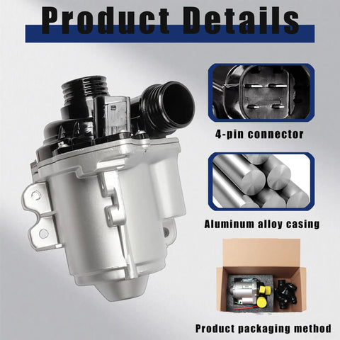 Heavy Duty Electric Water Pump And Thermostat A Hella Smooth Cooling Upgrade That Cuts Coolant Drips Fast Fits Oe 11517632426 11517563659 11517588885 with 4-pin connector and aluminum casing.
