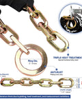 Heavy Duty Security Chain With Cinch Ring Three Foot Long And Three Eighths Inch Thick 63HRC Alloy Steel For Anti Theft Protection
