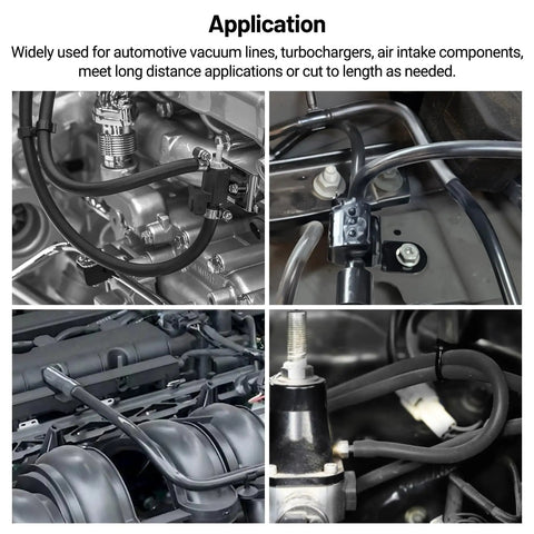 Silicone Vacuum Tubing Hose 5.5mm ID 50 Ft Black 11.5mm OD 3mm Wall Thickness FDA Grade installed in automotive engine