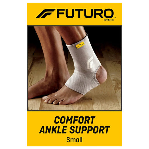 Ankle Comfort Support Sleeve With Mild Compression, 4 Way Stretch, Breathable Beige, Small Size, Fits Either Ankle, Soft Binding At Heel