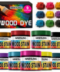 Hella Vivid 9 Color Wood Dye Powder Bundle with 4 oz jars for DIY crafts and furniture staining.