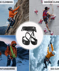 Heavy Duty Rock Climbing Harness For Men And Women Adjustable Roof And Indoor Rappelling Rig Durable Safety Harness With Strong Webbing And CE Certified shown in different climbing scenarios