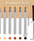 Six Pack Dual Tip Leather Dye Marker Pens For No Sweat Shoe And Furniture Scratch Fix With Dope Colors And Clean Finish For Quick Easy Restore Jobs Around The Garage, showing product size and tip details.