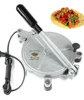 Get This Electric Tortilla Press Maker For Quick Chapati And Roti Prep At Home with a black insulated handle and 110V power.