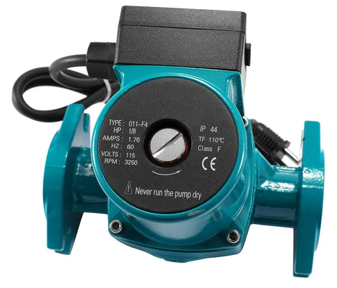 Heavy Duty Cast Iron Cartridge For 0011 F4 Hot Water Circulating Pump 1/8 Hp 115V Up To 31 Gpm With Flange Hookup view with motor details.