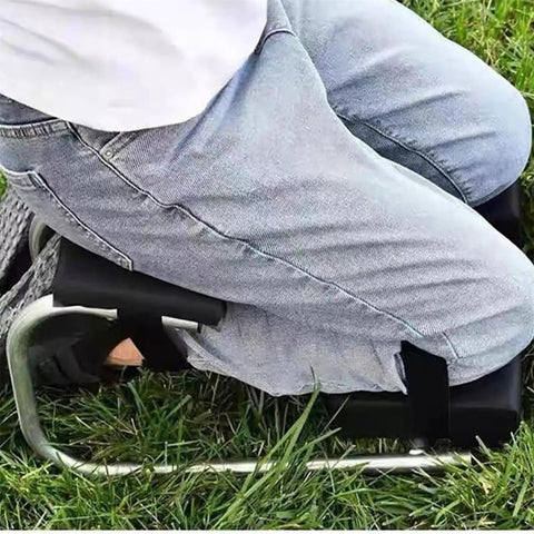 Garden Knee Seat And Kneeler For Easy Yard Work Back Saver Strap On Kneeling Stool Supports Up To 330 Pounds in use