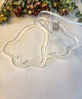 Sick Christmas Tray Router Template For Holiday Serving Boards Laser Cut Acrylic Inlay Guide Featuring Classic Bell Designs, transparent bell shapes on white background.