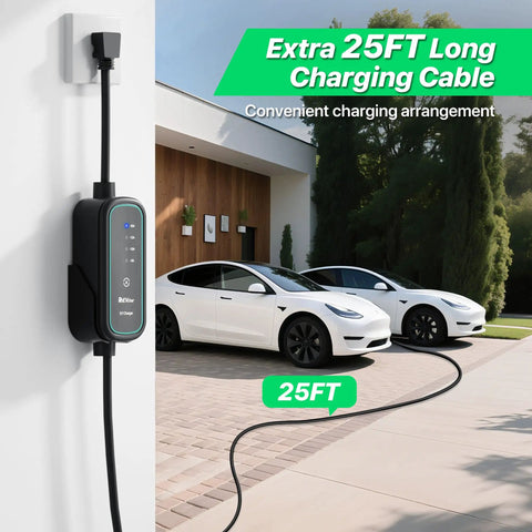 Badass Plug And Play Tesla EV Charger With Nacs Connector For Model 3 Y S X Cybertruck with 25FT charging cable.