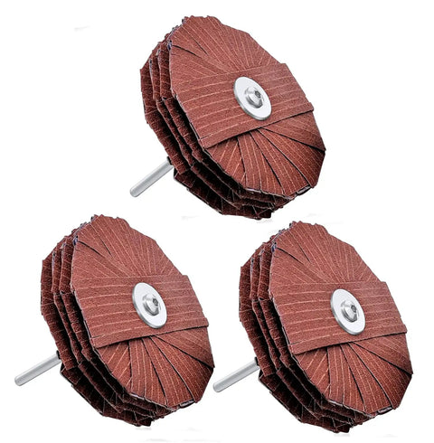 4 Inch Sanding Mop Kit With 3 Flap Wheels 80 120 240 Grits For Drill Shank Quarter Inch Woodworking And Metal Finishing Contours