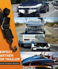 Heavy Duty Boat Trailer Transom Tie Down Straps 1200 Lbs Capacity, 2 Inch By 4 Foot Adjustable Marine Straps in use with trailers