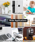 Collage showing various uses for No Slip Self Adhesive Silicone Cuttable Furniture Pads For Sofas Tables And Appliances Eco Friendly Floor Protectors With Strong Sticky Backing Anti Sliding And Easy To Trim And Apply Keeps Floors Safe From Scratches, including baby stool and vase protection.
