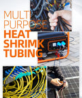 900 Piece Wire Heat Shrink Tubing Kit for wires with black heavy duty insulation shown in multipurpose installations