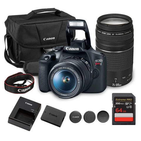 Rebel T7 DSLR Camera Kit With 24.1MP APS C Sensor And EF S 18 55mm And 75 300mm Lenses Full HD 1080p Video Beginner Friendly