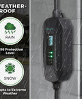 Heavy Duty Level 2 EV Charger 240V 16 Amp Portable Electric Car Charging Station with IP56 weatherproof design, mounted.