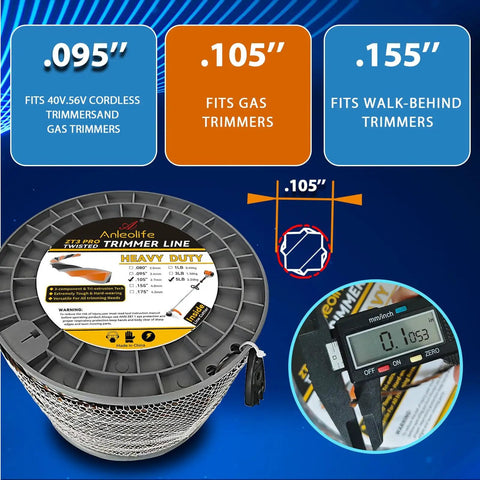 Heavy Duty Diamond Trimmer Line Spool 5 Pound Twisted.105-Inch By 1410-Feet with packaging and spool dimensions