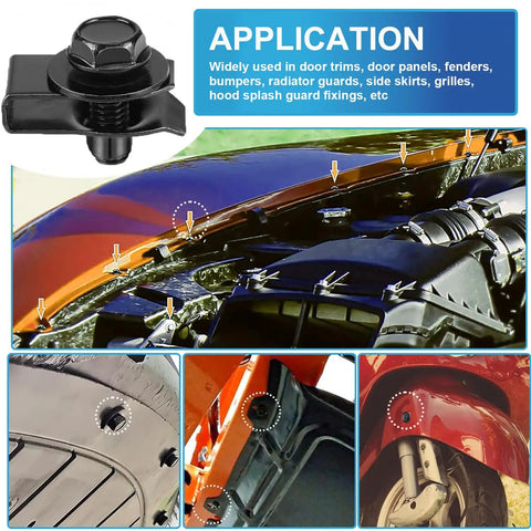 Must Have 100 Pc M6 1.0 Body Bolts And U Nuts Kit For Most Cars Rust Resistant Steel Black Universal Fastening Application