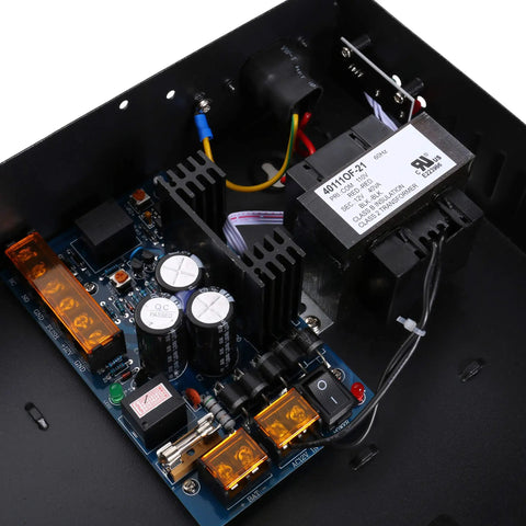 Heavy Duty Access Control Power Supply Box Pumping Out Steady 12Vdc Current For Wiegand Boards close-up view of components.