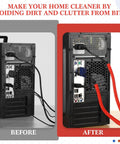 Quarter Inch Split Wire Loom Tubing Provides Straight Up Tough Cable Conduit Protection That Shuts Down Pet Chewing Threats While Keeping Your Electric Wire Cord Arrangement Crisp And Zero Hassle In Bold Red, before and after cable management comparison.