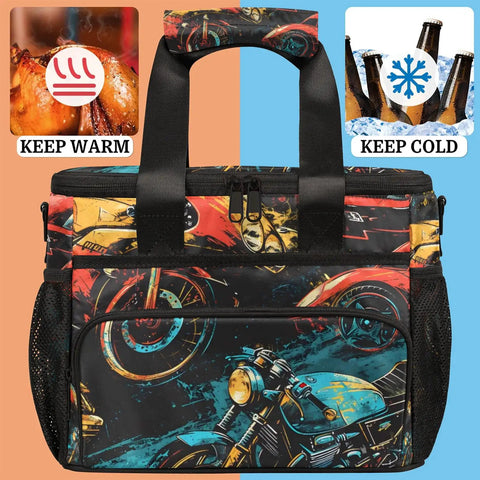 Colorful Insulated Picnic Backpack Lunch Bag For Women And Men, Grab And Go Tote Cooler Backpack With Graphics