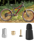 Eight Piece Hydraulic Disc Brake Hose Olive Repair Kit With Inserts Barb Screws And Connectors For TEKTRO Bikes displayed below bike