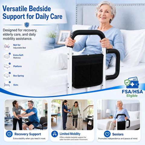 Bed Rails For Seniors And Elderly Must Have ASTM Certified 350 Lb Capacity Prevent Falls For Pregnant Women And Post Surgery