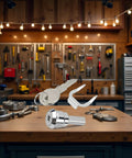 Silver Universal Toolbox Lock With 180 Degree Rotation Unlocking, Heavy Duty Metal Drawer And Cabinet Lock Set on workbench