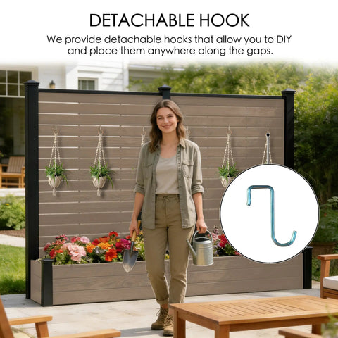 Two Pack Outdoor Privacy Screen With Planter For Patio Or Balcony, Standing 70 Inches Tall By 51 Inches Wide, Built Tough Aluminum Frame