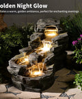 Epic 37 Inch Outdoor Floor Standing Five Tier Rock Waterfall Fountain With LED Lights For Patio Porch And Home Decor installed