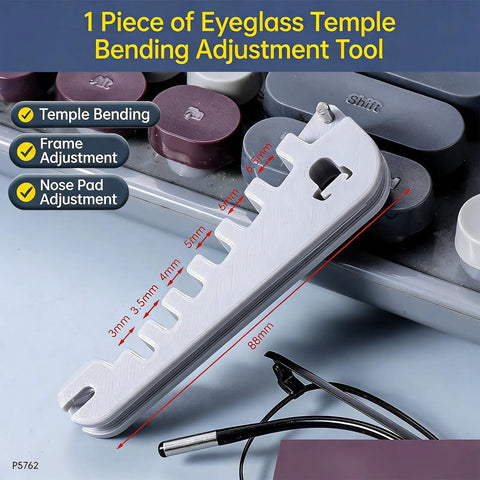 Beginner Friendly Eyeglass Frame Adjustment Tool With No Fuss Slot Sizes Three Mm Three And A Half Mm Four Mm Five Mm Six Mm And Six And A Half Mm For Precise Temple Expansion And Quick Fixes In Any Setting Durable Glasses Fixer tool showing slot sizes.