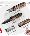 WORKPRO 2-in-1 folding utility knife with wood handle and belt clip; quick-change blade, includes 10 SK5 blades