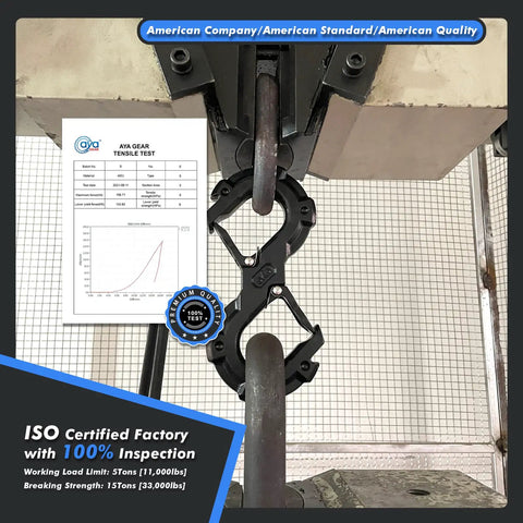 S Shape Integrated Winch Shackle With Quick Release for Off Road Recovery 33000 Lbs Break Strength in tensile test setup