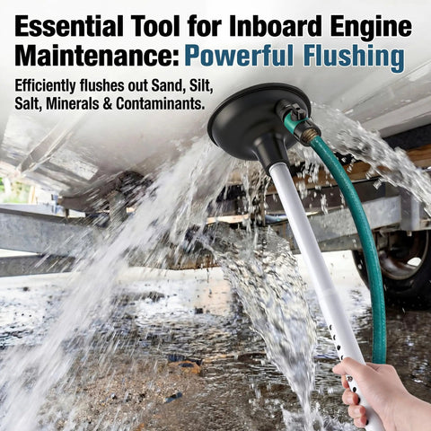 Adjustable Inboard Engine Flusher With Telescoping Shaft Universal Marine Grade PVC Round Cup Flusher With Valve Garden Hose Connector Black Heavy Duty Inboard Cooling System Cleaner For Gas Or Diesel