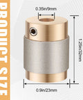 Front view of a 1-inch glass grinder bit head with a diamond-coated middle band and brass ends.