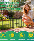 Arched Metal Garden Fence Panels 17 Inch Tall 10.83 Feet Long With Tool Free Install, outdoor setup in yard